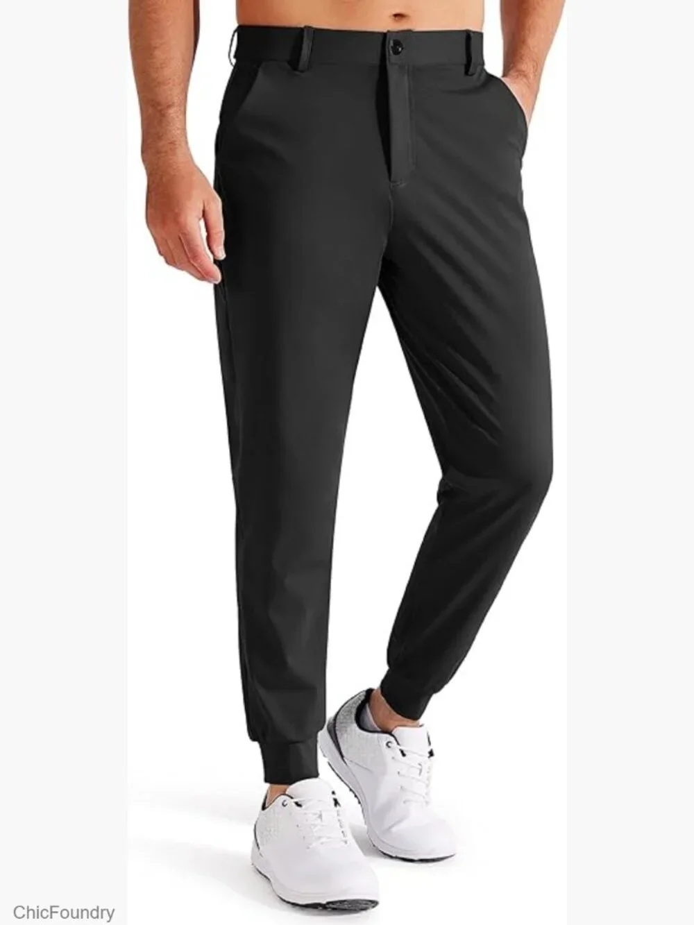 Men's Golf Joggers Lightweight 3 Pockets Slim Fit Soft Stretchy Tapered Work